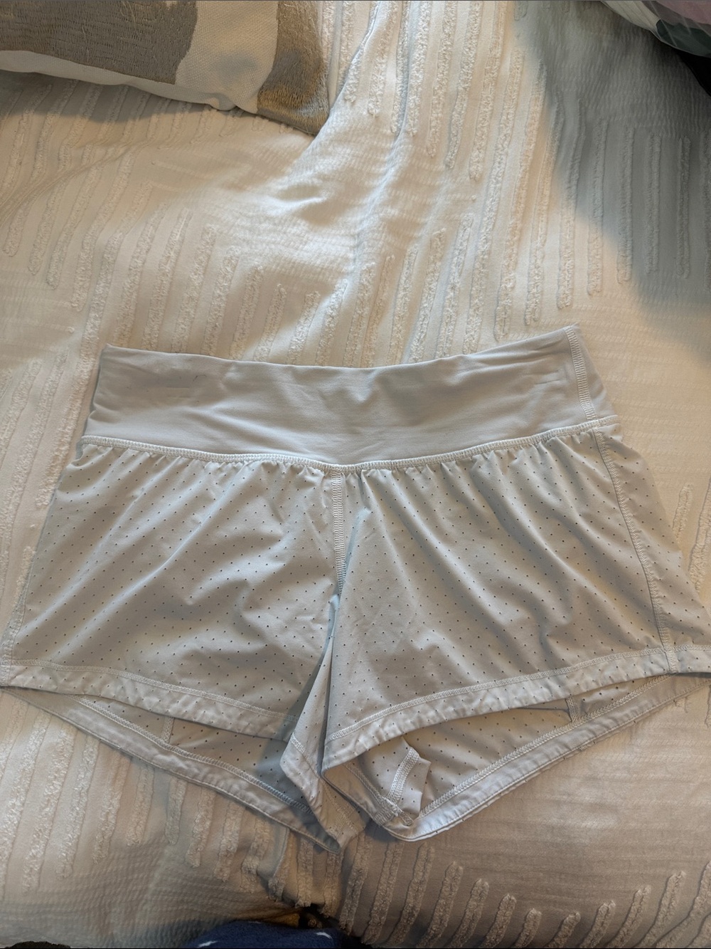 Lululemon White Athletic Shorts with Perforated Mesh